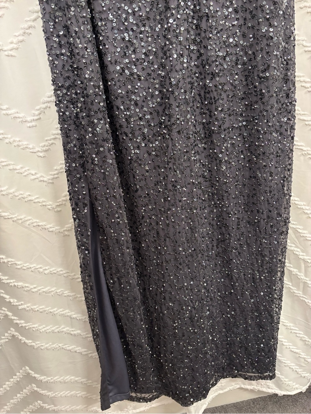 Adrianna Papell Charcoal Gray Sequined gown